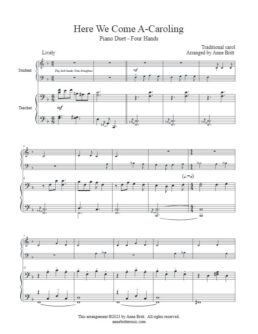 Here We Come A-Caroling (student/teacher piano duet)